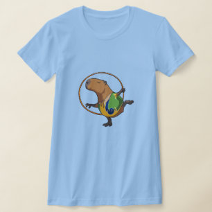 Cute Capybara Rhythmic Gymnastics Hoop Cartoon T-Shirt