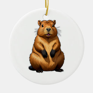 Cute Capybara Rodent Animal Illustration Ceramic Tree Decoration