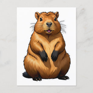 Cute Capybara Rodent Animal Illustration Postcard