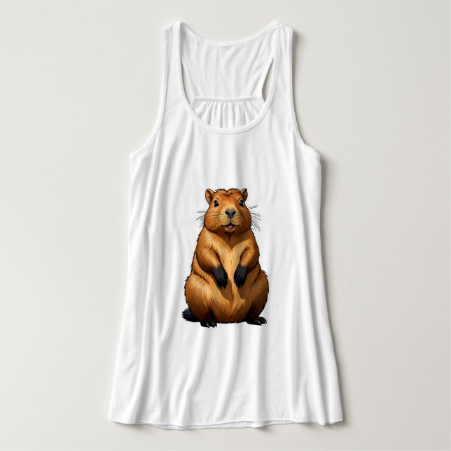 Cute Capybara Rodent Animal Illustration Singlet (Design Front)