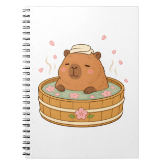 Cute Capybara Sakura Onsen Cherry Blossom Notebook