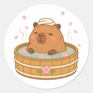 Cute Capybara Sakura Onsen Cherry Blossom Sticker