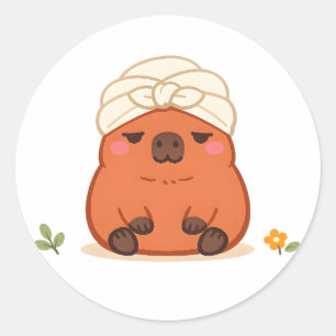 Cute Capybara Spa Day Towel Turban Sticker