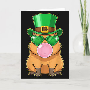 Cute Capybara St Patricks Day Capybara Bubble Gum  Card