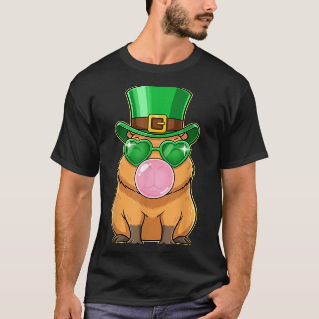 Cute Capybara St Patricks Day Capybara Bubble Gum  T-Shirt (Front)
