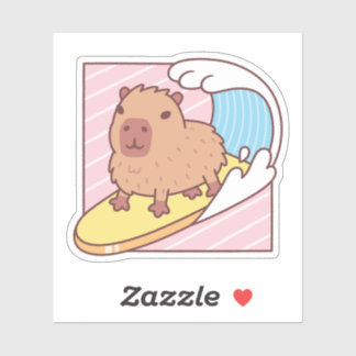 Cute Capybara Surfing On Surfboard