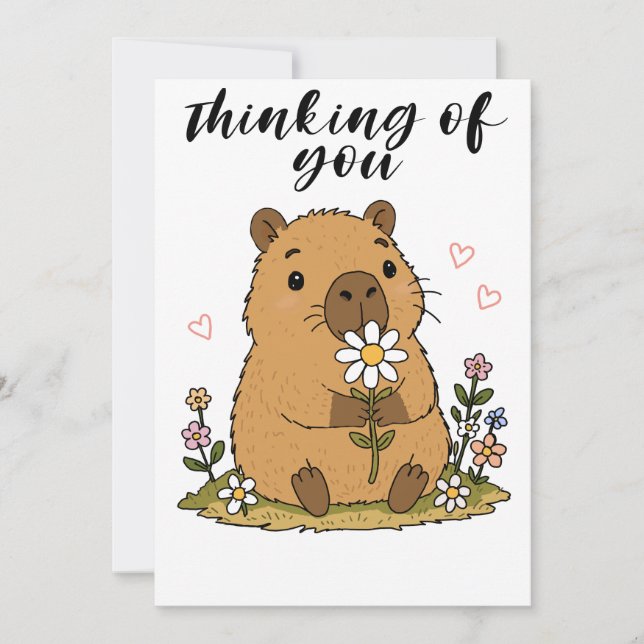 Cute Capybara  Thank You Card (Front)