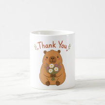 Cute Capybara Thank You Wildflowers Mug
