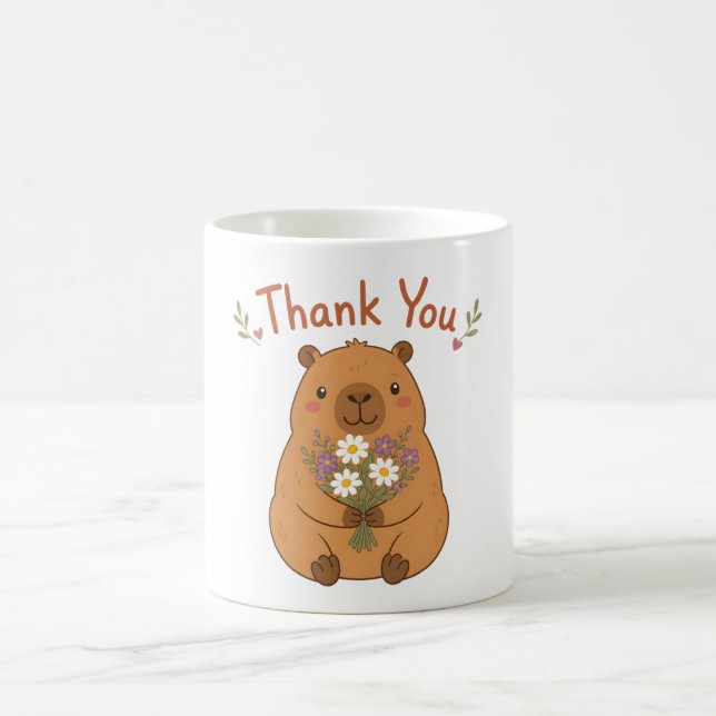 Cute Capybara Thank You Wildflowers Mug (Center)