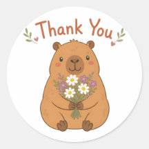 Cute Capybara Thank You Wildflowers Sticker