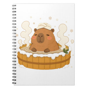 Cute Capybara Winter Onsen Snow Hot Spring  Notebook