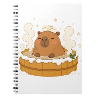 Cute Capybara Winter Onsen Snow Hot Spring Notebook