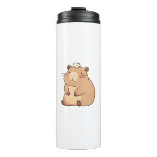 Cute Capybara with Daisy Flower Kawaii Design Thermal Tumbler