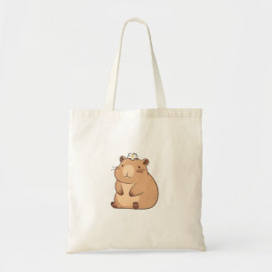 Cute Capybara with Daisy Flower Kawaii Design Tote Bag