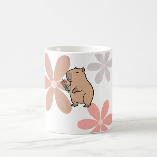 Cute Capybara With Flower Coffee Mug