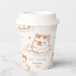Cute Capybara With Sunglasses Kids Birthday Party Paper Cups