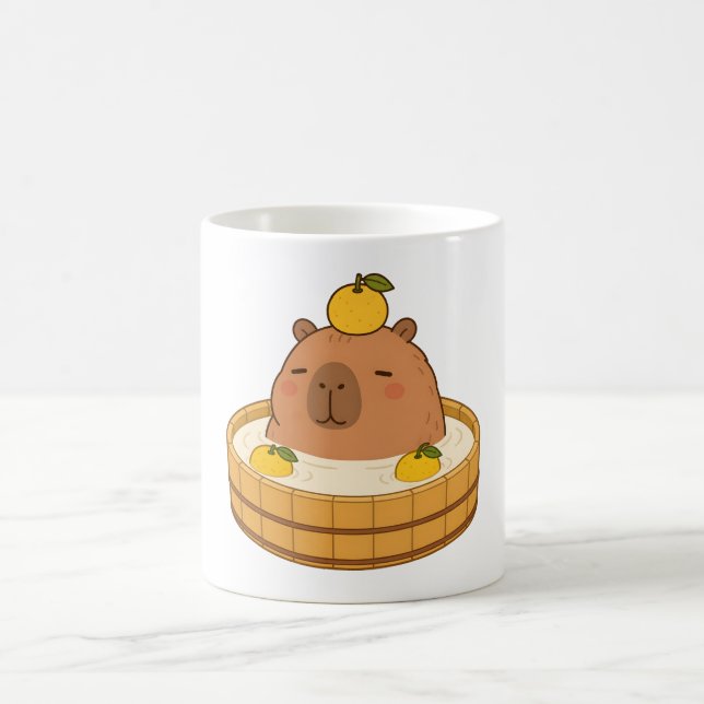 Cute Capybara Yuzu Bath Onsen Kawaii Mug (Center)