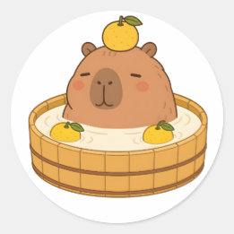 Cute Capybara Yuzu Bath Onsen Kawaii Sticker