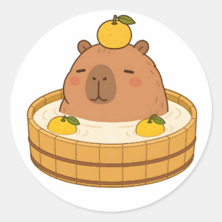 Cute Capybara Yuzu Bath Onsen Kawaii Sticker
