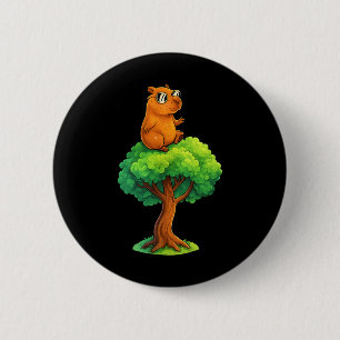 Cute Capyra Doing Yoga On A Tree Adorable Capys Ap 6 Cm Round Badge
