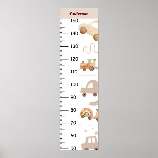 Cute Car Boho Growth Chart Centimetre (Front)