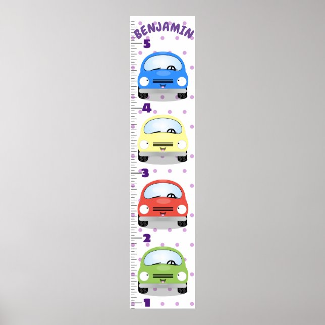 Cute car cartoon illustration growth chart (Front)