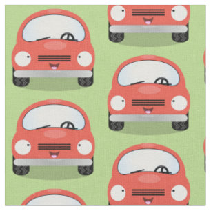 Cute car cartoon pattern fabric