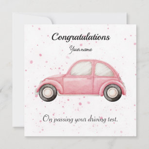 Cute car driving test congratulations cards