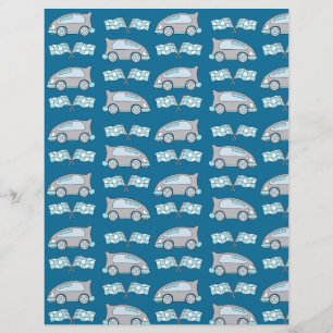 Cute Car Finish Flag Blue Scrapbook Paper