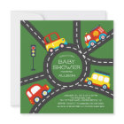 Cute Car Roadway Boys Baby Shower Invitation