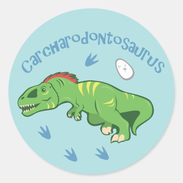 Cute Carcharodontosaurus Classic Round Sticker (Front)