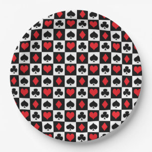 Cute card suit pattern casino party gambling paper plate
