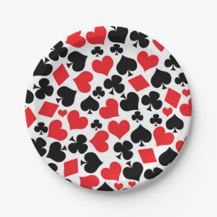 Cute card suit pattern casino party gambling paper plate