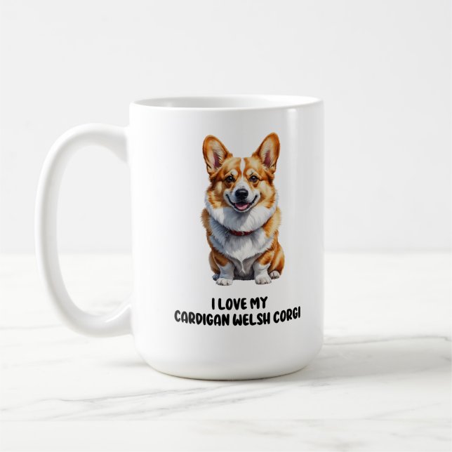 Cute Cardigan Welsh Corgi Design Coffee Mug (Left)