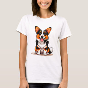 Cute Cardigan Welsh Corgi Puppy Character Cartoon  T-Shirt