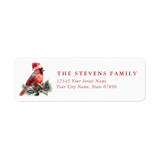Cute Cardinal Bird Return Address Labels (Front)