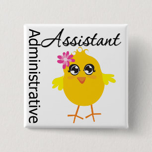 Cute Career Chick Administrative Assistant 15 Cm Square Badge