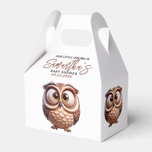  Cute Caricature Owl Baby Boy Shower Favour Box (Back Side)