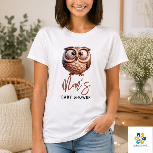 Cute Caricature Owl Baby Boy Shower T-Shirt
