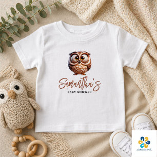 Cute Caricature Owl Baby Boy Shower T-Shirt