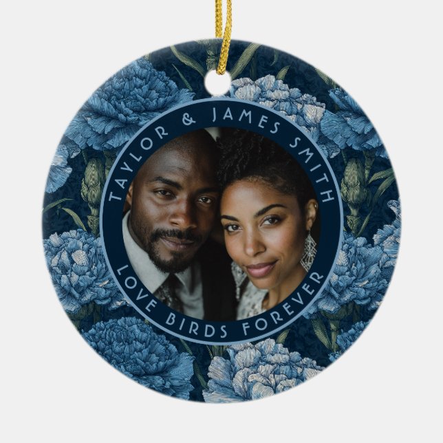 Cute Carnation Charm Wildflower Wedding Ceramic Tree Decoration (Front)