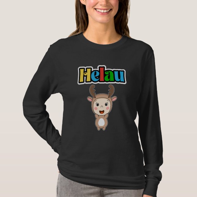 Cute Carnival Animal Meenz Helau Party Moose T-Shirt (Front)