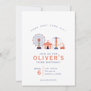 Cute Carnival Circus Birthday Party Invitation