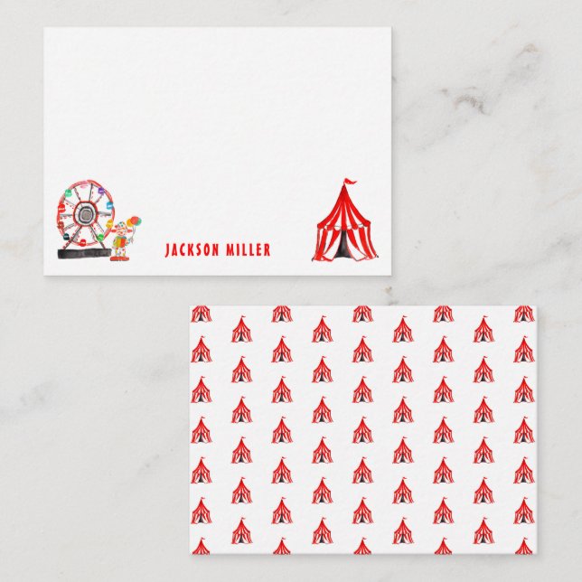 Cute Carnival Circus Tent Clowns Balloons Kids Card (Front/Back)