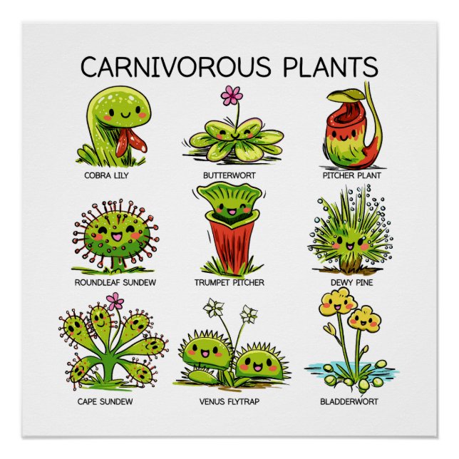 Cute Carnivorous Plants Poster (Front)