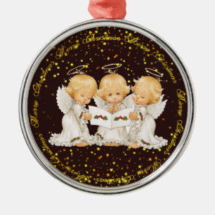 Cute Caroling Angels Premium Ceramic Ornament