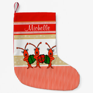 Cute Caroling Crawfish Small Christmas Stocking