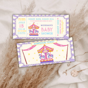 Cute Carousel Circus Ticket Carnival Baby shower  Invitation