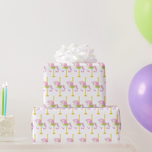Cute Carousel Horse tiled party Wrapping Paper (Party Gifts)