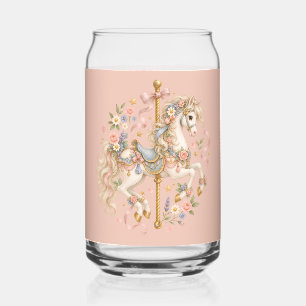 Cute Carousel Horse Vintage Art Can Glass
